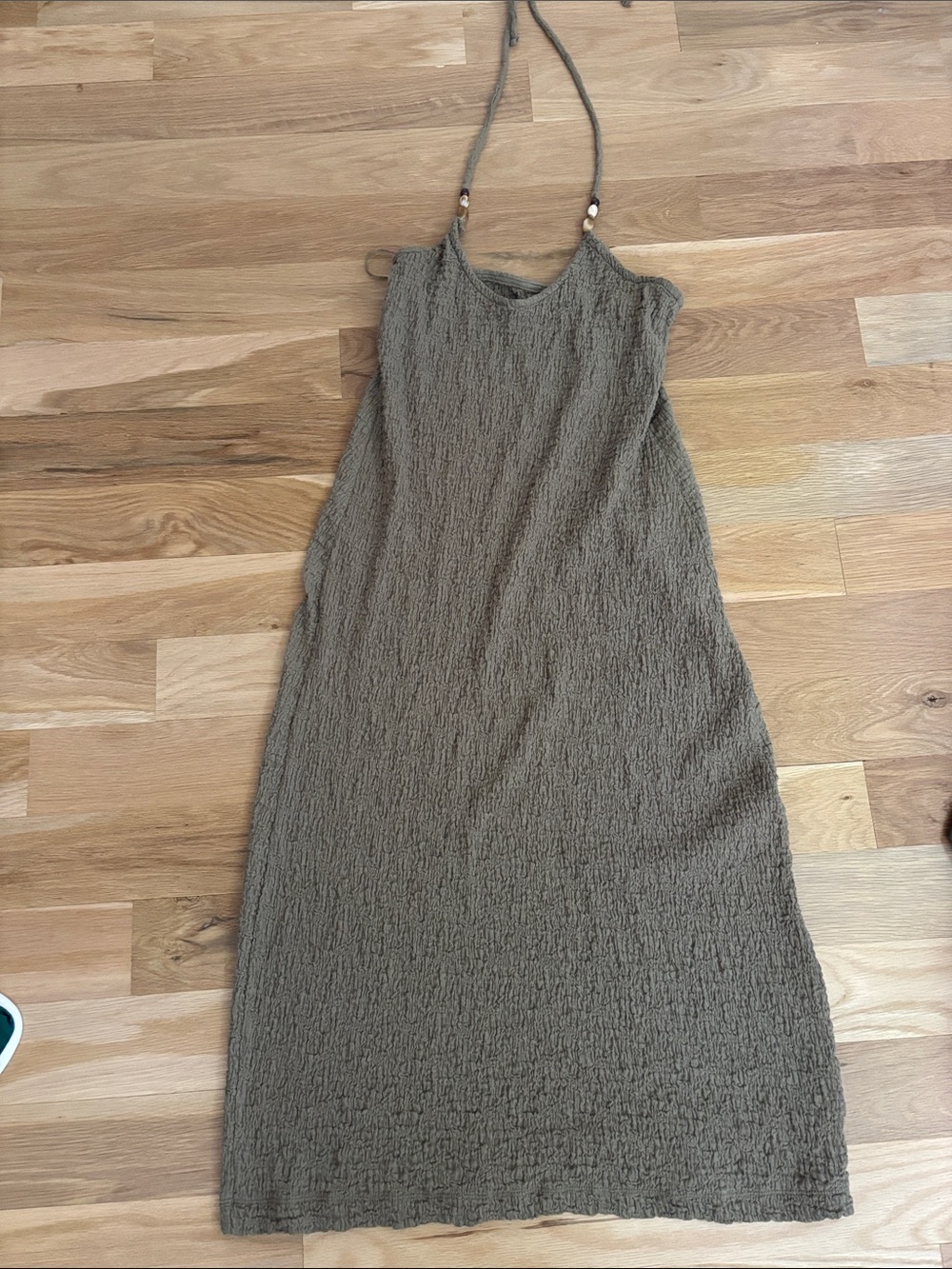 Old Navy Taupe Textured Halter Maxi Dress